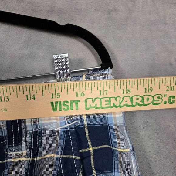 Abercrombie & Fitch‎ Cargo Shorts Mens 34 Blue Plaid Drawstring Y2K heavy twill - Picture 2 of 10